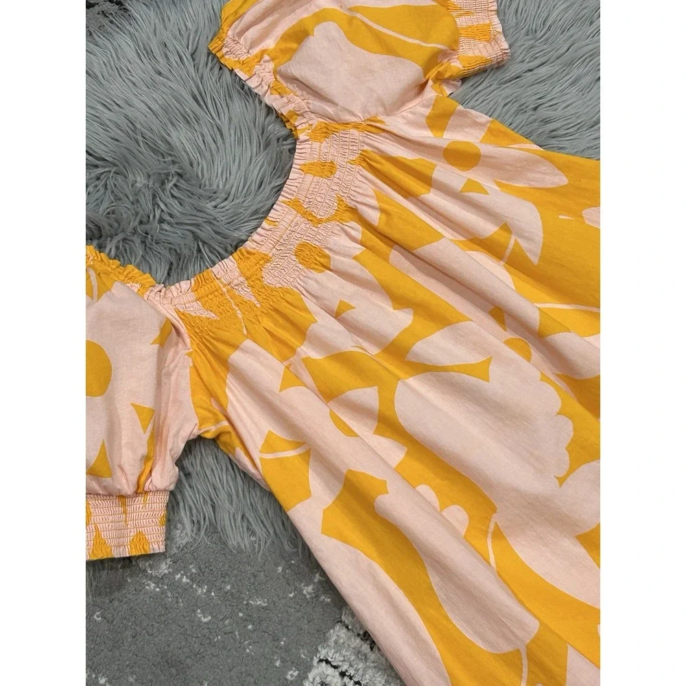 Free People Mila Floral Printed Mini Dress in Tangerine Combo Size Medium NWOT - Picture 4 of 4